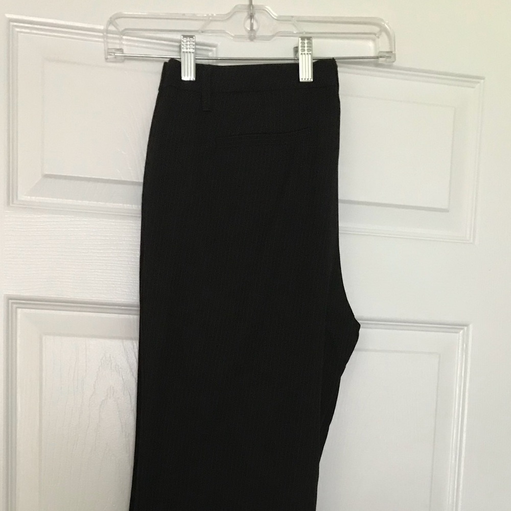 Black pinstriped suiting slacks